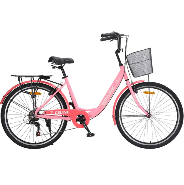 Велосипед SPARK CITY CELINE 26`` ал17`` жв v-brake с корзиной розовый - Фото 2 Велосипед SPARK CITY CELINE 26`` ал17`` жв v-brake с корзиной розовый - изображение 2
