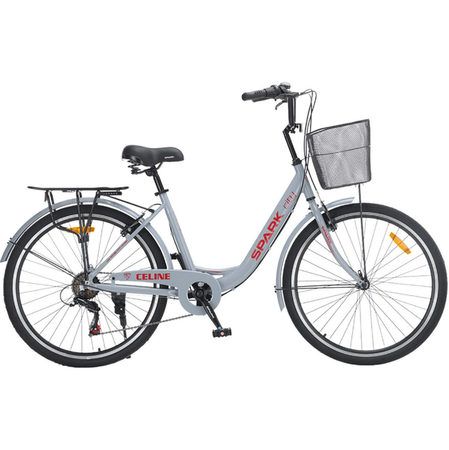 Велосипед SPARK CITY CELINE 26`` ал17`` жв v-brake с корзиной светло-серый - Фото 2 Велосипед SPARK CITY CELINE 26`` ал17`` жв v-brake с корзиной светло-серый - изображение 2