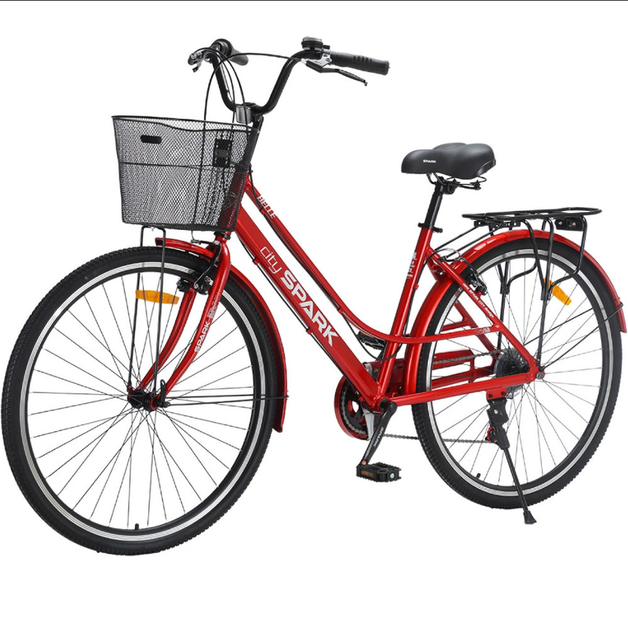 Велосипед SPARK CITY BELLE 28`` ал18`` жв v-brake с корзиной красный - Фото 3 Велосипед SPARK CITY BELLE 28`` ал18`` жв v-brake с корзиной красный - изображение 3