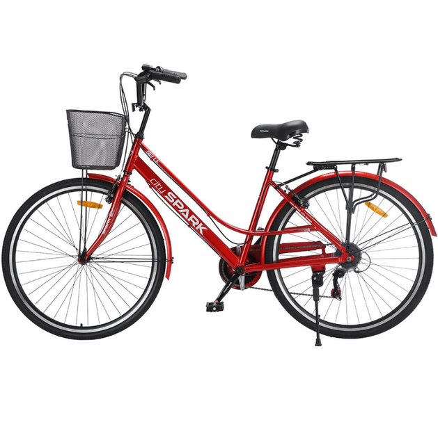 Велосипед SPARK CITY BELLE 28`` ал18`` жв v-brake с корзиной красный - Фото 4 Велосипед SPARK CITY BELLE 28`` ал18`` жв v-brake с корзиной красный - изображение 4