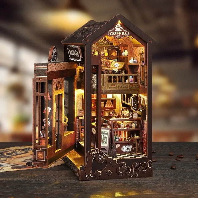 Румбокс DIY “Кав’ярня Magic Coffee” з підсвіткою та музичною скринькою, мініатюрний будиночок, 3D конструктор - Фото 3 Румбокс DIY “Кав’ярня Magic Coffee” з підсвіткою та музичною скринькою, мініатюрний будиночок, 3D конструктор - зображення 3