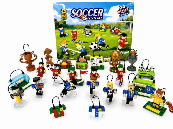 Адвент-календарь-конструктор Soccer Festival 24 в 1, 712 деталей, футбольный игровой набор с полем для детей от 6 лет - Фото 2 Адвент-календарь-конструктор Soccer Festival 24 в 1, 712 деталей, футбольный игровой набор с полем для детей от 6 лет - изображение 2