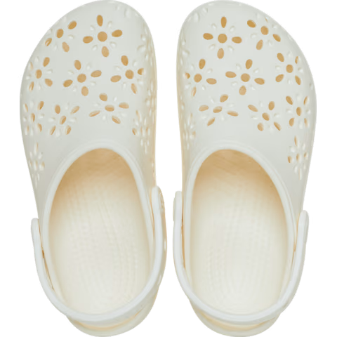 Жіночі крокси класік Crocs Classic Floral Cut-Out Clog Chalk (37-38, білий) - Фото 3 Жіночі крокси класік Crocs Classic Floral Cut-Out Clog Chalk (37-38, білий) - изображение 3