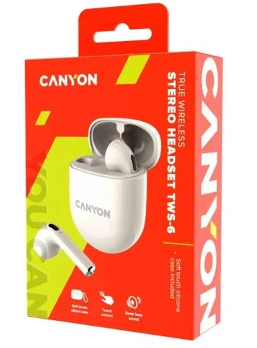 Навушники Canyon TWS-6, Beige (CNS-TWS6BE) - Фото 4 Навушники Canyon TWS-6, Beige (CNS-TWS6BE) - зображення 4