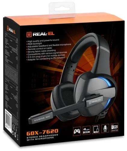 Наушники REAL-EL GDX-7620 Backlit, Black (GDX-7620) - изображение 9
