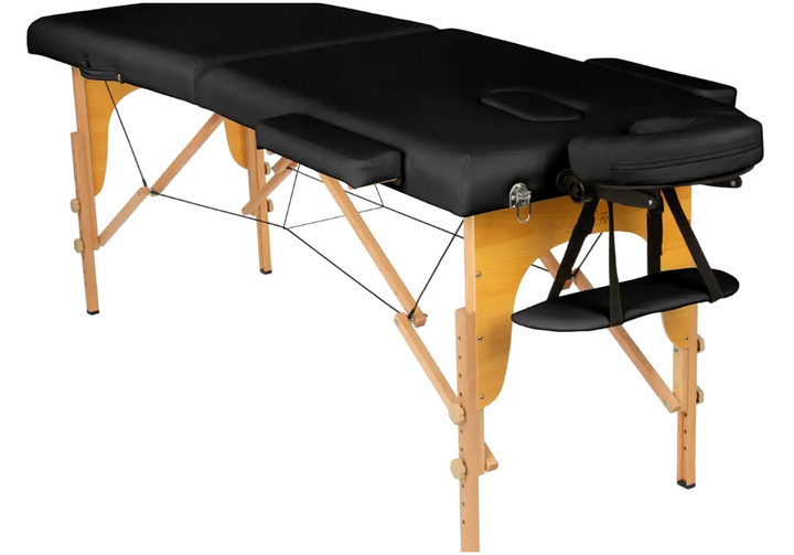 Массажный стол складной 2 секции 185х60см для массажистов BODYFIT черный - изображение 2