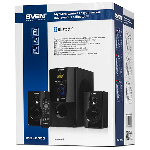 Акустическая система Bluetooth 55 Вт 2.1 для дома 3 динамика Sven черный - изображение 9