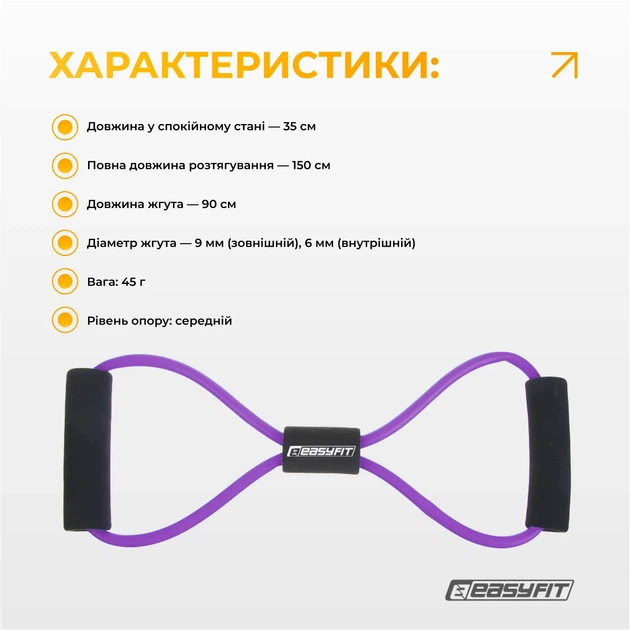 Эспандер трубчатый восьмерка 10-20 кг TPR 150 см фиолетовый - Фото 3 Эспандер трубчатый восьмерка 10-20 кг TPR 150 см фиолетовый - изображение 3