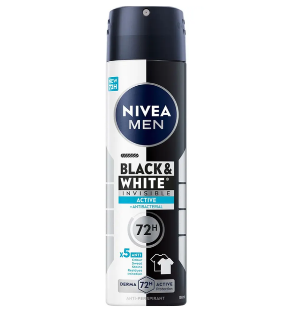 Антиперспірант Nivea спрей чоловічий Невидимий на чорному і білому Свіжість 150 мл (4006000026688)