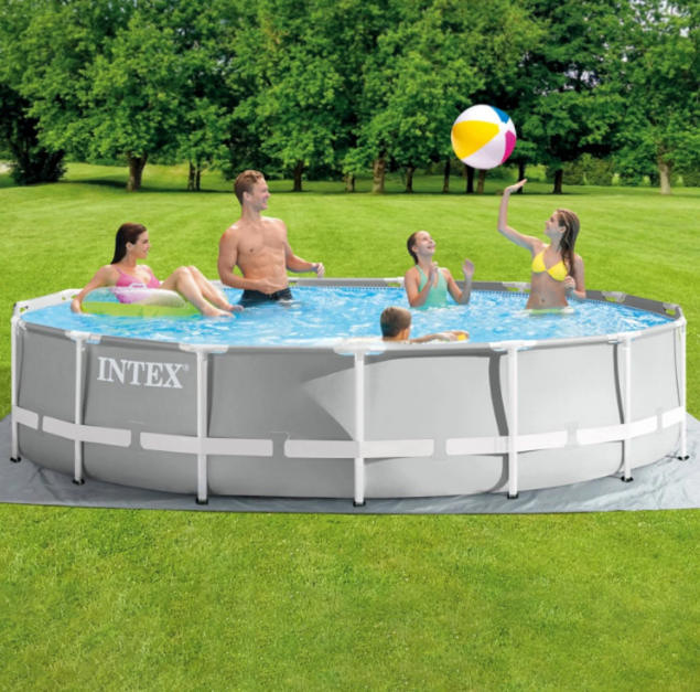 Каркасный круглый бассейн Intex 26724-5в1 (каркас, чаша, лестница, тент, подстилка) размер 457×107 см - изображение 4