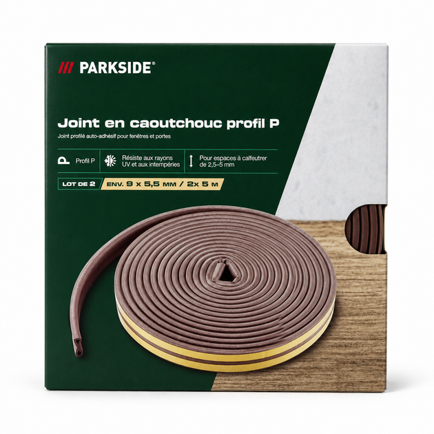 Уплотнитель самоклеющийся PARKSIDE P-профиль для окон и дверей, коричневый, 2×5 м, 9×5,5 мм - изображение 2