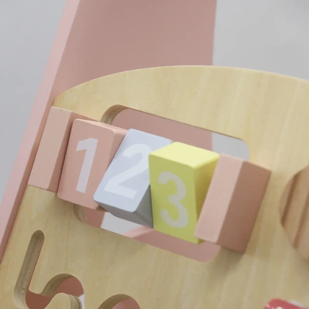 Дитячий дерев`янний толкатор, ходунки AVKO J001-1 PINK з розвиваючою ігровою панеллю для найменших, бізіборд - зображення 3