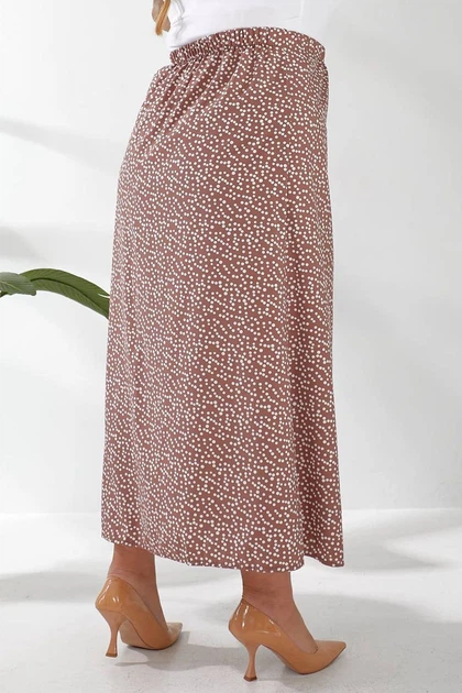 Юбка софт однотонная в горошек, цвет мокко, L-XL, 257R11-1 - изображение 5