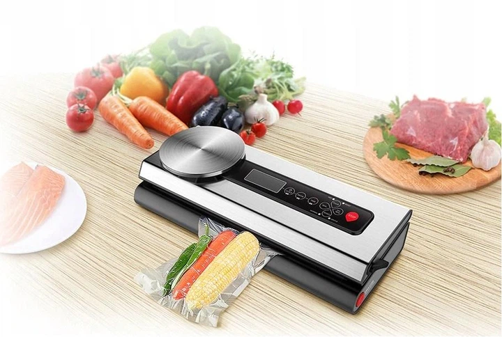 Вакуумный упаковщик с весами и пленкой 120 Вт для кухни 9 рулонов нержавеющая сталь Malatec FK-0809 - изображение 2