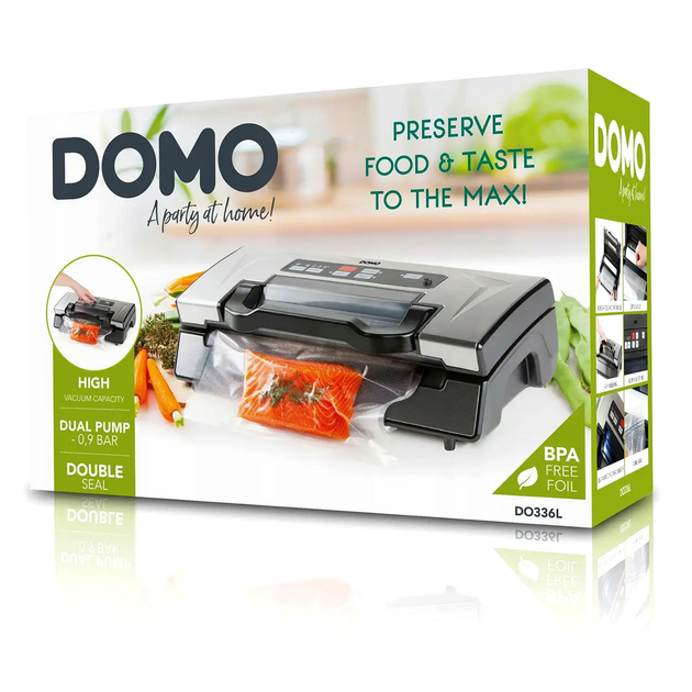 Вакуумный пакувальник 20 л/мин 0,9 бар для продуктов 2 рулона пленки Domo - изображение 10