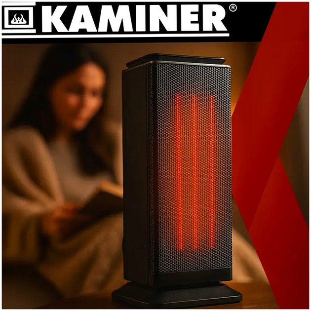 Электрический керамический обогреватель 2000 Вт с таймером для дома Kaminer - изображение 9
