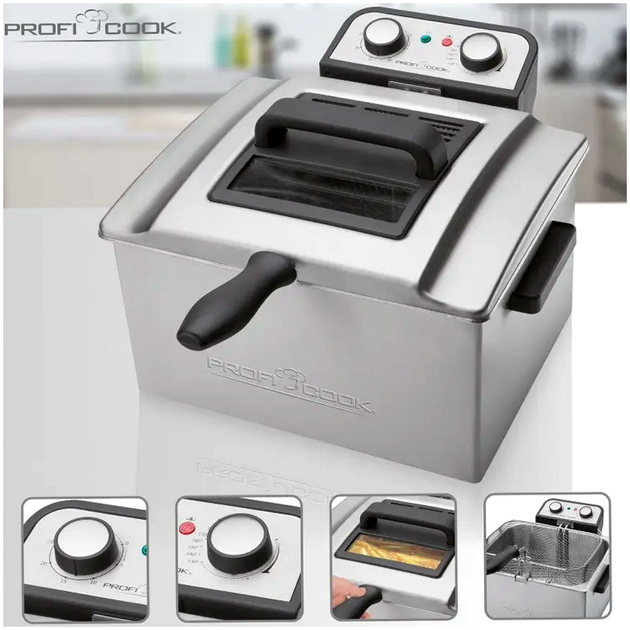 Фритюрница масляная 4 литра 3000 Вт с 2 корзинами для кухни Profi Cook - изображение 5