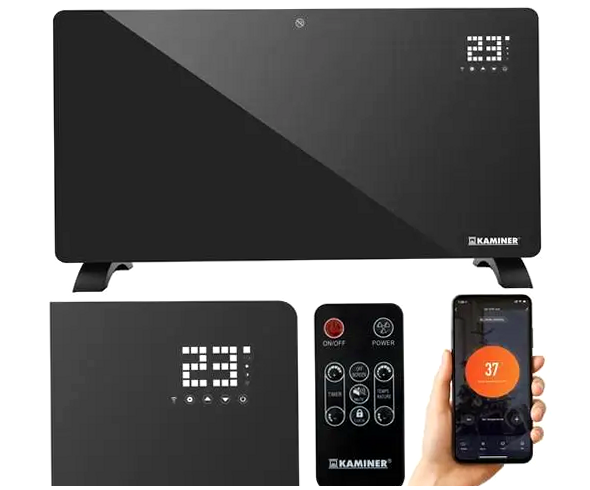 Электрический радиатор 2500 Вт с Wi-Fi и пультом для дома 85x41 см KAMINER черный - изображение 6