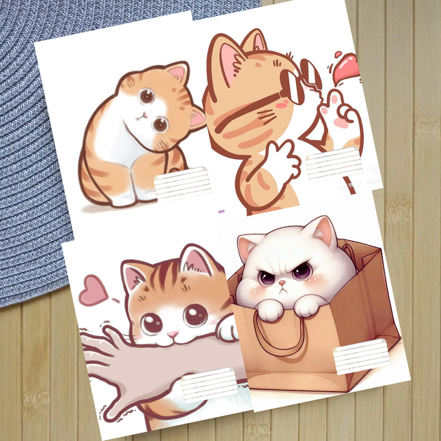 Набор тетрадей Котик Cat на скобе 12 листов косая линия (36337) - Фото 1 Набор тетрадей Котик Cat на скобе 12 листов косая линия (36337) - зображення 1