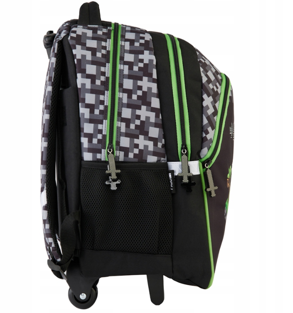 Рюкзак портфель на колесах с ручкой 3 камеры для школы зелёный Paso FK-3195 - зображення 3
