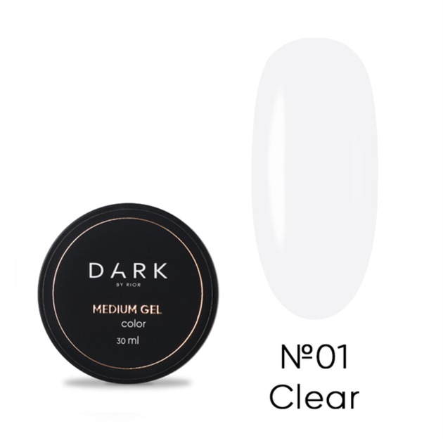 Гель для укрепления ногтей Dark Medium Gel No01 прозрачный 30 мл - Фото 1 Гель для укрепления ногтей Dark Medium Gel No01 прозрачный 30 мл - изображение 1