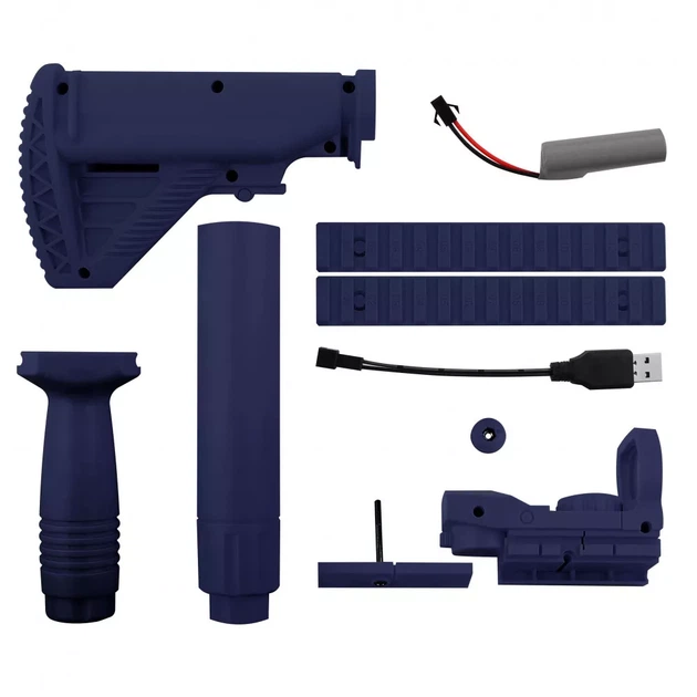 Дитячий електричний водяний автомат Water Gun M416 з акумулятором, USB, дальність до 16 м, 300 мл, синій - Фото 7 Дитячий електричний водяний автомат Water Gun M416 з акумулятором, USB, дальність до 16 м, 300 мл, синій - зображення 7