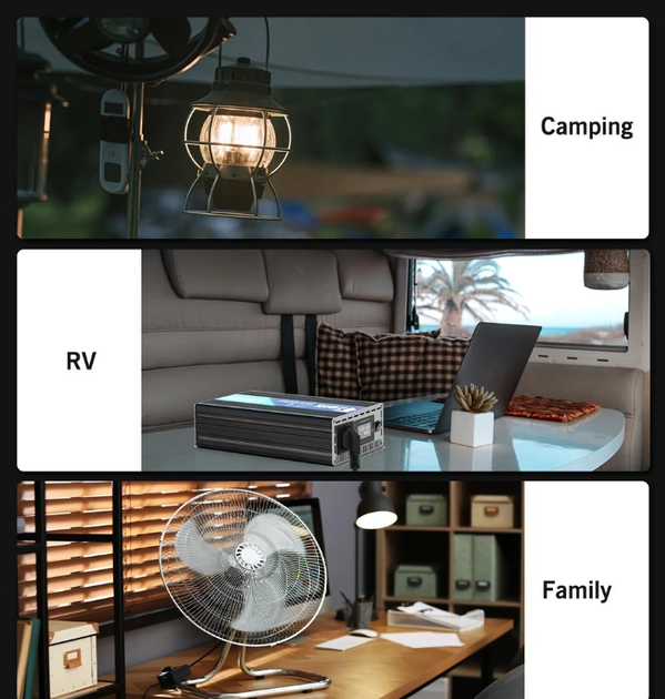 Инвертор напряжения FDIK 5000W 12V–220V с чистой синусоидой, защитой от перегрева, короткого замыкания, перегрузки, повышенного и пониженного напряжения для котла, холодильника, дома и автомобиля - изображение 7
