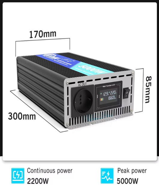 Инвертор напряжения FDIK 5000W 12V–220V с чистой синусоидой, защитой от перегрева, короткого замыкания, перегрузки, повышенного и пониженного напряжения для котла, холодильника, дома и автомобиля - изображение 12