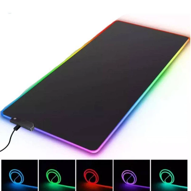 Игровой коврик для мыши RGB 30×70 см с LED-подсветкой, большой геймерский ковер - Фото 4 Игровой коврик для мыши RGB 30×70 см с LED-подсветкой, большой геймерский ковер - изображение 4