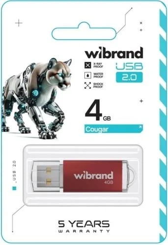 Флеш накопитель USB 4Gb Wibrand Cougar, Red, USB 2.0 (WI2.0/CU4P1R) - Фото 2 Флеш накопитель USB 4Gb Wibrand Cougar, Red, USB 2.0 (WI2.0/CU4P1R) - изображение 2