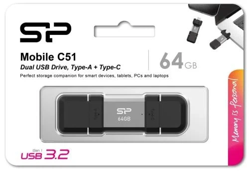 Флеш накопитель USB 64Gb Silicon Power Mobile C51, Black/Grey, Type-C / USB 3.2 (SP064GBUC3C51V1S) - Фото 4 Флеш накопитель USB 64Gb Silicon Power Mobile C51, Black/Grey, Type-C / USB 3.2 (SP064GBUC3C51V1S) - изображение 4