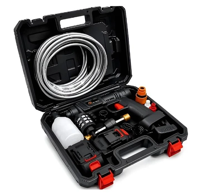 Акумуляторна мийка високого тиску LEO TOOLS LE120 36V з 2 акумуляторами, 30 бар, шланг 5 м - зображення 2