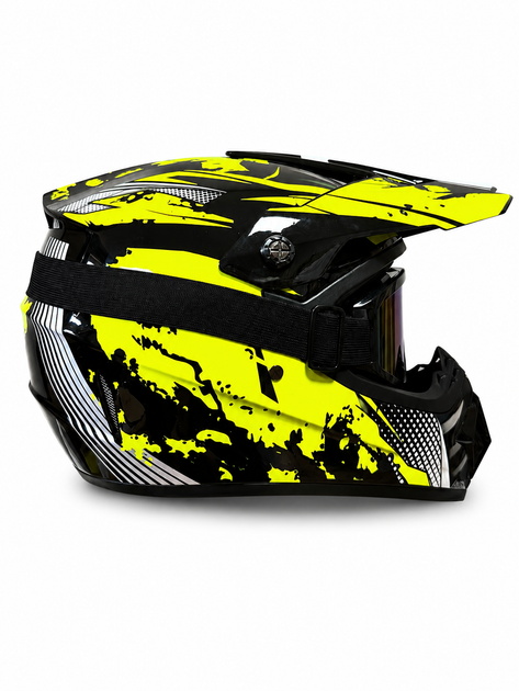 Мотошлем кроссовый Enduro XL 61–62 см DOT/ECE с очками для эндуро, мотокросса, квадроцикла, ATV, мопеда, скутера - изображение 6