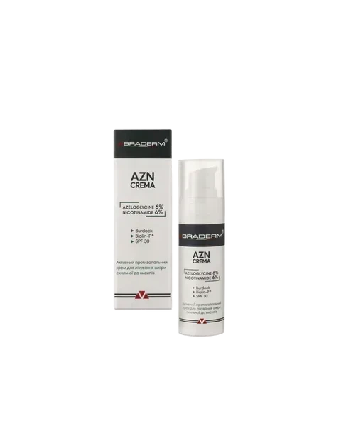 Солнцезащитный противовоспалительный крем SPF30 BRADERM AZN Cream, 30 мл 00-00000387 - Фото 1 Солнцезащитный противовоспалительный крем SPF30 BRADERM AZN Cream, 30 мл 00-00000387 - изображение 1