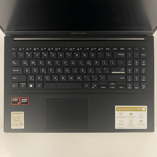 Ультрабук Asus VivoBook GO 15 E1504F-WS51 / 15.6" (1920x1080) IPS / AMD Ryzen 5 40 (4 (8) ядра по 2.8 - 4.3 GHz) / 8 GB DDR5 / 512 GB SSD / AMD Radeon 610M / WebCam б/в + Подарунок Бездротова миша / USB - Фото 3 Ультрабук Asus VivoBook GO 15 E1504F-WS51 / 15.6" (1920x1080) IPS / AMD Ryzen 5 40 (4 (8) ядра по 2.8 - 4.3 GHz) / 8 GB DDR5 / 512 GB SSD / AMD Radeon 610M / WebCam б/в + Подарунок Бездротова миша / USB - зображення 3