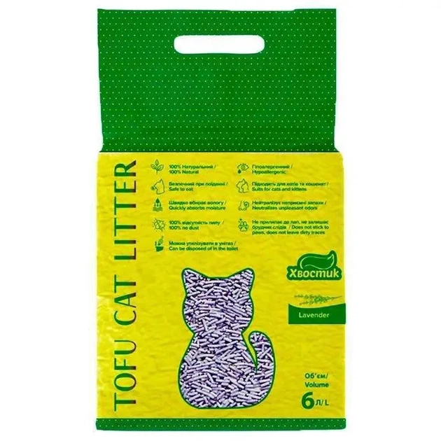 Соевый наполнитель Хвостик Tofu Cat Litter Lavender с ароматом лаванды 6л - Фото 1 Соевый наполнитель Хвостик Tofu Cat Litter Lavender с ароматом лаванды 6л - изображение 1