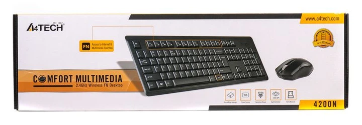 Комплект беспроводной A4 Tech 4200N, V-Track, клавиатура+мышь, черный - изображение 3