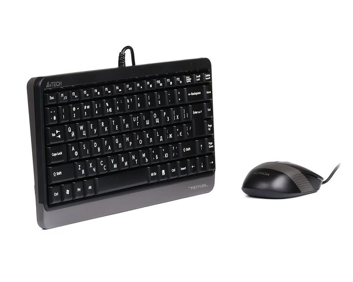 Комплект проводная клавиатура с мышью A4Tech Fstyler F1110, USB, серый цвет - Фото 3 Комплект проводная клавиатура с мышью A4Tech Fstyler F1110, USB, серый цвет - изображение 3