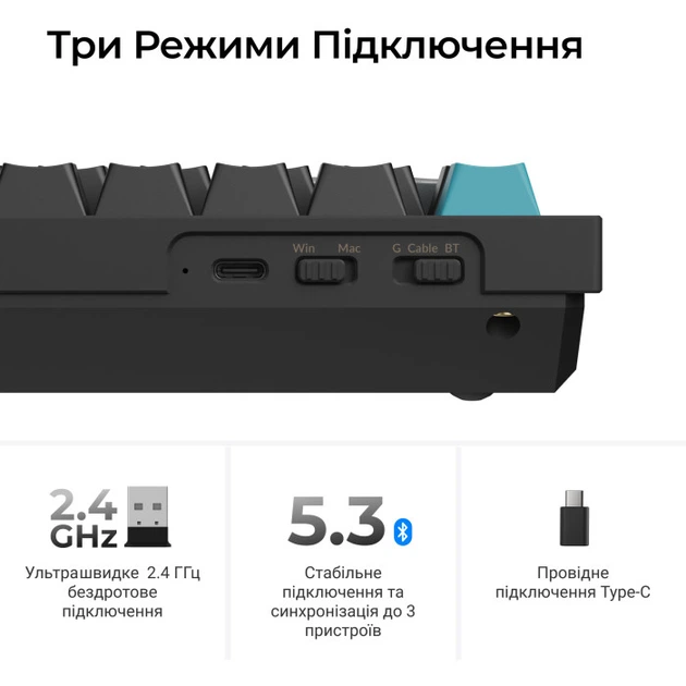 Клавиатура беспроводная Keychron Q6 Ultra Bluetooth/2.4 ГГц/USB Type-C 108 клавиш RGB Keychron Silk POM Red Black (Q6U-M1-UA) - изображение 9