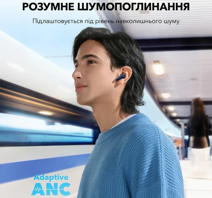 Бездротові навушники Anker SoundCore P40i, Blue, ANC, IPX5, 60Н, Multipoint - Фото 6 Бездротові навушники Anker SoundCore P40i, Blue, ANC, IPX5, 60Н, Multipoint - зображення 6