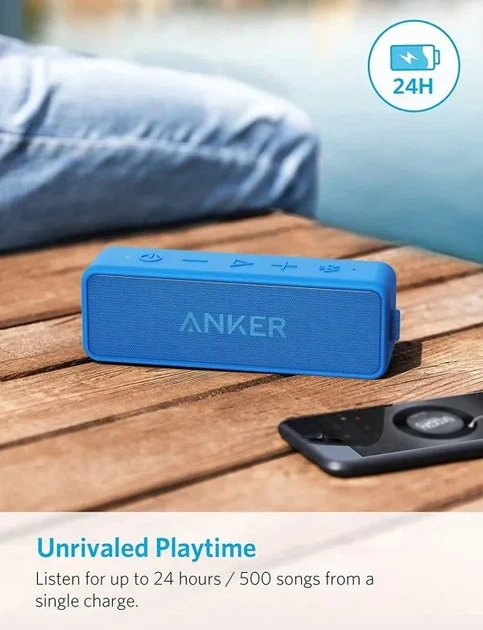 Портативная колонка Anker SoundCore 2, Blue, Bluetooth, 12W, 24H, 4400mAh - изображение 2