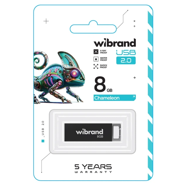 Флеш-накопичувач Wibrand USB 2.0 Chameleon 8Gb Black - Фото 2 Флеш-накопичувач Wibrand USB 2.0 Chameleon 8Gb Black - изображение 2