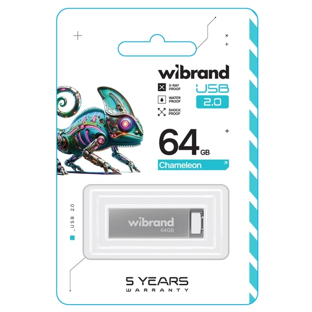 Флеш-накопичувач Wibrand USB 2.0 Chameleon 64Gb Silver - Фото 2 Флеш-накопичувач Wibrand USB 2.0 Chameleon 64Gb Silver - изображение 2