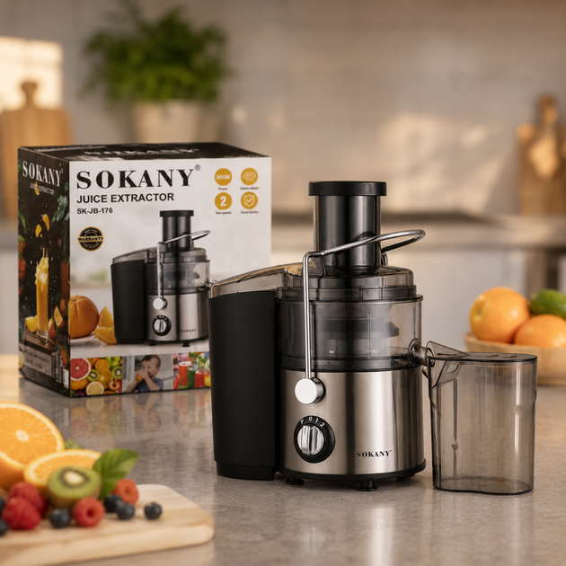 Соковыжималка Sokany SK-JB-176 / Соковыжималка с 2 скоростями 800 Вт / Соковыжималка электрическая - изображение 4