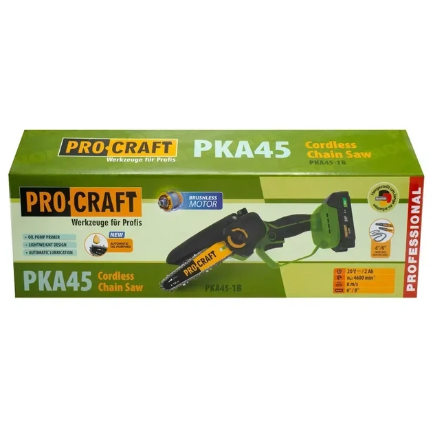 Пила цепная аккумуляторная Procraft PKA45 + (2 АКБ 2Аг и ЗУ/ 2 шини / 2 цепи/ мало 200мл) - изображение 8