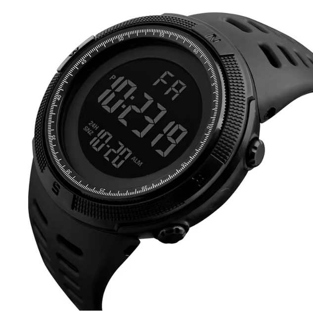 Наручний годинник Skmei 1251 All Black чоловічий електронний спортивний з підсвічуванням чорний - зображення 5