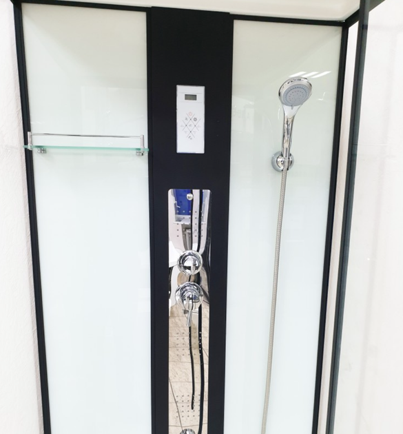 Душовий бокс VERONIS BKN-9-90 90×90×215 см, низький піддон, прозоре скло, чорний профіль, гідромасаж - зображення 4