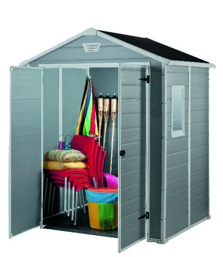 Садовый пластиковый дом KETER MANOR 6x5 DD 185x152x226 см пластик серый+белый - изображение 3