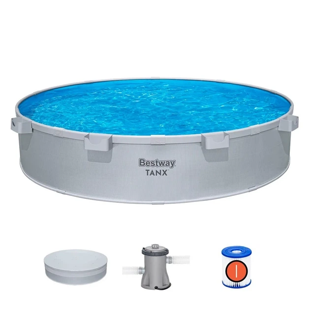 Каркасный бассейн Bestway 561RW 305x61 см ПВХ серый гранит 3790 л - Фото 2 Каркасный бассейн Bestway 561RW 305x61 см ПВХ серый гранит 3790 л - изображение 2