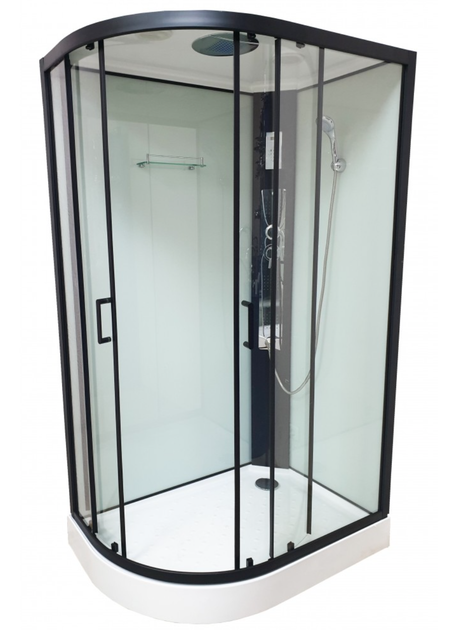 Душовий бокс VERONIS BN-4-120 Black 120×80×215 см, правий, низький піддон, прозоре скло, гідромасаж - изображение 2
